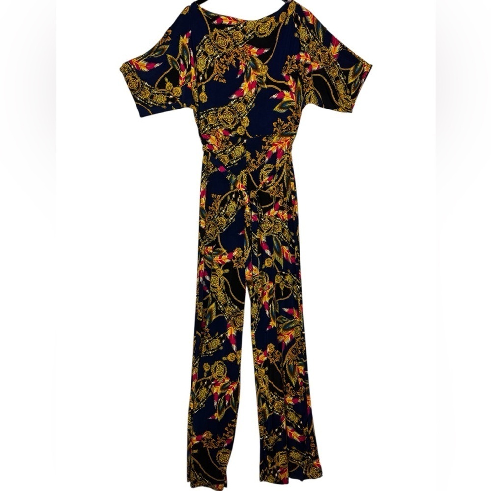 Unbranded Bohemian Floral Chain Print Jumpsuit Size Large